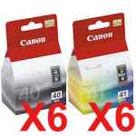 12 Pack Genuine Canon PG-40 CL-41 Ink Cartridge Set (6BK,6C)