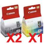3 Pack Genuine Canon PG-40 CL-41 Ink Cartridge Set (2BK,1C)