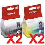 4 Pack Genuine Canon PG-40 CL-41 Ink Cartridge Set (2BK,2C)