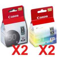 4 Pack Genuine Canon PG-50 CL-51 Ink Cartridge Set (2BK,2C)