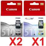3 Pack Genuine Canon PG-510 CL-511 Ink Cartridge Set (2BK,1C)