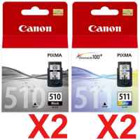 4 Pack Genuine Canon PG-510 CL-511 Ink Cartridge Set (2BK,2C)