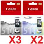 5 Pack Genuine Canon PG-510 CL-511 Ink Cartridge Set (3BK,2C)