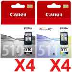 8 Pack Genuine Canon PG-510 CL-511 Ink Cartridge Set (4BK,4C)