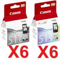 12 Pack Genuine Canon PG-512 CL-513 Ink Cartridge Set High Yield (6BK,6C)