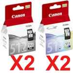4 Pack Genuine Canon PG-512 CL-513 Ink Cartridge Set High Yield (2BK,2C)