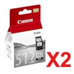 2 x Genuine Canon PG-512 Black Ink Cartridge High Yield