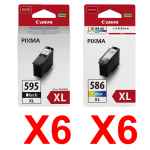 12 Pack Genuine Canon PG-595XL CL-586XL Ink Cartridge Set High Yield (6BK,6C)