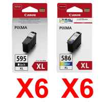 12 Pack Genuine Canon PG-595XL CL-586XL Ink Cartridge Set High Yield (6BK,6C)