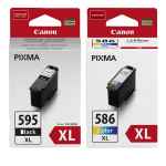 2 Pack Genuine Canon PG-595XL CL-586XL Ink Cartridge Set High Yield (1BK,1C)