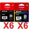 12 Pack Genuine Canon PG-640 CL-641 Ink Cartridge Set Standard Yield (6BK,6C)