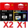 3 Pack Genuine Canon PG-640 CL-641 Ink Cartridge Set Standard Yield (2BK,1C)