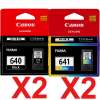 4 Pack Genuine Canon PG-640 CL-641 Ink Cartridge Set Standard Yield (2BK,2C)