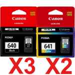 5 Pack Genuine Canon PG-640 CL-641 Ink Cartridge Set Standard Yield (3BK,2C)