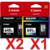 3 Pack Genuine Canon PG-640XL CL-641XL Ink Cartridge Set High Yield (2BK,1C)