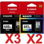 5 Pack Genuine Canon PG-640XL CL-641XL Ink Cartridge Set High Yield (3BK,2C)
