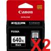 2 x Genuine Canon PG-640XL Black Ink Cartridge High Yield