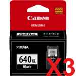 3 x Genuine Canon PG-640XL Black Ink Cartridge High Yield