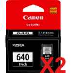 2 x Genuine Canon PG-640 Black Ink Cartridge Standard Yield