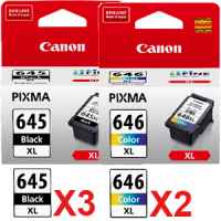 5 Pack Genuine Canon PG-645XL CL-646XL Ink Cartridge Set High Yield (3BK,2C)