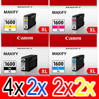 10 Pack Genuine Canon PGI-1600XL PGI-1600XL Ink Cartridge Set High Yield (4BK,2C,2M,2Y)