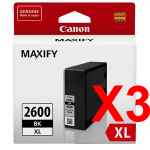 3 x Genuine Canon PGI-2600XLBK Black Ink Cartridge High Yield