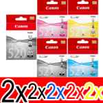 10 Pack Genuine Canon PGI-520 CLI-521 Ink Cartridge Set (2BK,2PBK,2C,2M,2Y)