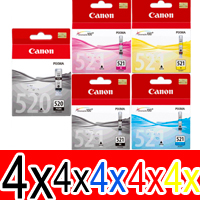 20 Pack Genuine Canon PGI-520 CLI-521 Ink Cartridge Set (4BK,4PBK,4C,4M,4Y)