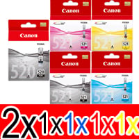 6 Pack Genuine Canon PGI-520 CLI-521 Ink Cartridge Set (2BK,1PBK,1C,1M,1Y)