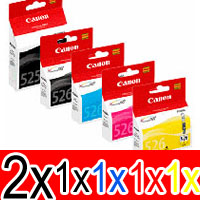 6 Pack Genuine Canon PGI-525 CLI-526 Ink Cartridge Set (2BK,1PBK,1C,1M,1Y)