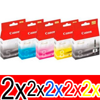 10 Pack Genuine Canon PGI-5 CLI-8 Ink Cartridge Set (2BK,2PBK,2C,2M,2Y)