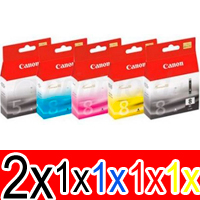 6 Pack Genuine Canon PGI-5 CLI-8 Ink Cartridge Set (2BK,1PBK,1C,1M,1Y)