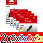 10 Pack Genuine Canon PGI-650XL CLI-651XL Ink Cartridge Set High Yield (2BK,2PBK,2C,2M,2Y)