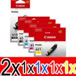 6 Pack Genuine Canon PGI-650XL CLI-651XL Ink Cartridge Set High Yield (2BK,1PBK,1C,1M,1Y)