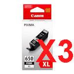3 x Genuine Canon PGI-650XLBK Black Ink Cartridge High Yield