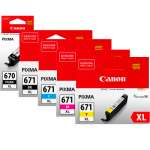 5 Pack Genuine Canon PGI-670XL CLI-671XL Ink Cartridge Set High Yield (1BK,1PBK,1C,1M,1Y)