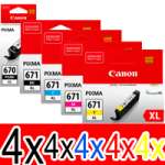20 Pack Genuine Canon PGI-670XL CLI-671XL Ink Cartridge Set High Yield (4BK,4PBK,4C,4M,4Y)