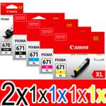 6 Pack Genuine Canon PGI-670XL CLI-671XL Ink Cartridge Set High Yield (2BK,1PBK,1C,1M,1Y)