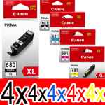 20 Pack Genuine Canon PGI-680XL CLI-681XL Ink Cartridge Set High Yield (4BK,4PBK,4C,4M,4Y)