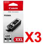 3 x Genuine Canon PGI-680XXLBK Black Ink Cartridge Extra High Yield