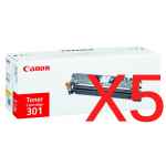 5 x Genuine Canon CART-301BK Black Toner Cartridge