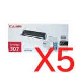 5 x Genuine Canon CART-307BK Black Toner Cartridge