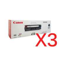 3 x Genuine Canon CART-418BK Black Toner Cartridge