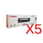 5 x Genuine Canon CART-418BK Black Toner Cartridge