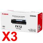 3 x Genuine Canon FX-12 Toner Cartridge