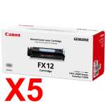 5 x Genuine Canon FX-12 Toner Cartridge