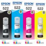 4 Pack Genuine Epson T522 Ink Bottle Set (1BK,1C,1M,1Y)
