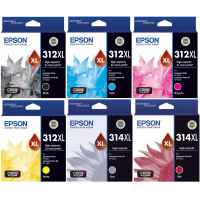 6 Pack Genuine Epson 312XL 314XL Ink Cartridge Set (1BK,1C,1M,1Y,1GY,1R) High Yield