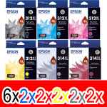 16 Pack Genuine Epson 312XL 314XL Ink Cartridge Set (6BK,2C,2M,2Y,2GY,2R) High Yield