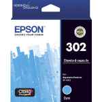 1 x Genuine Epson 302 Cyan Ink Cartridge Standard Yield